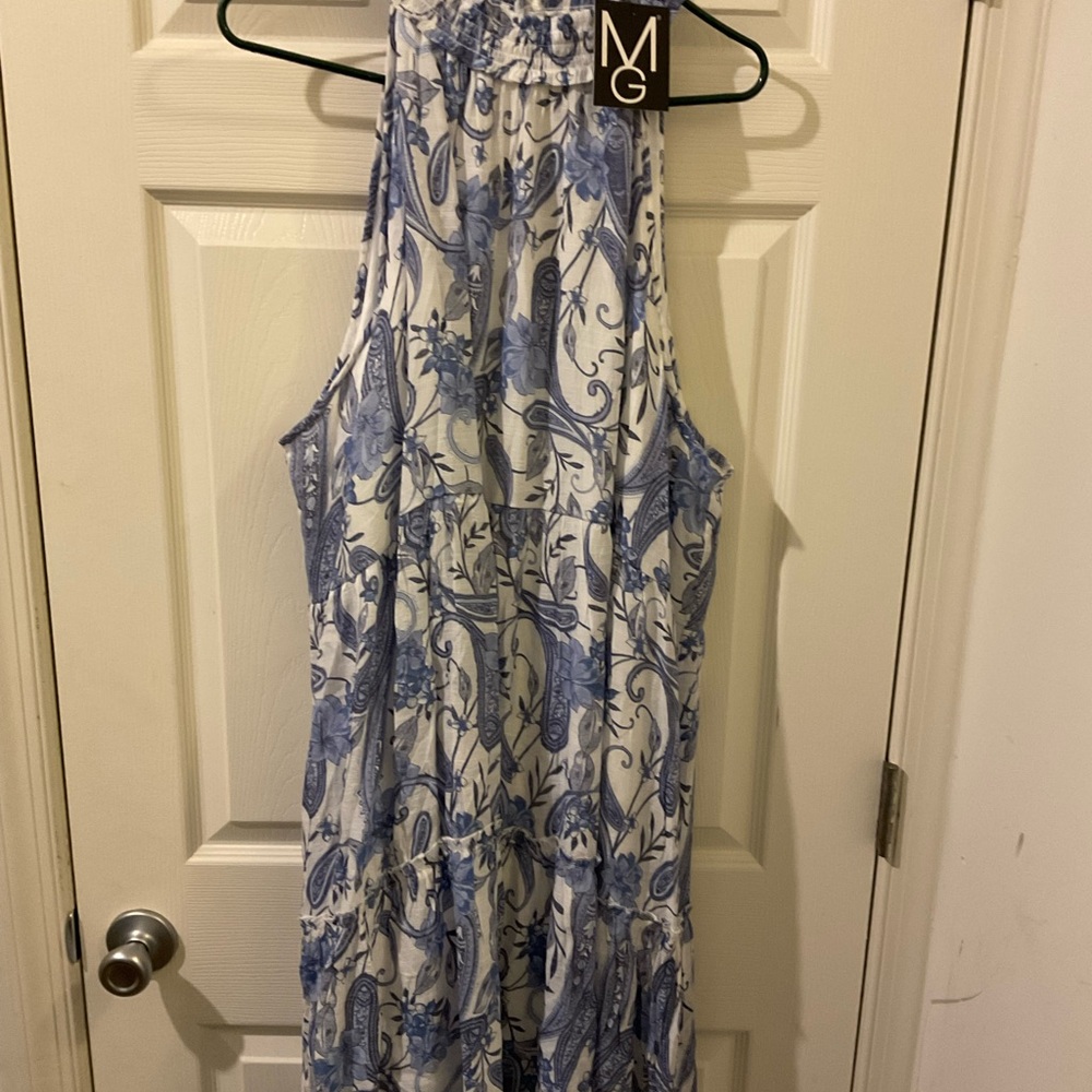 Mlle Gabrielle Blue & White Paisley Halter Top